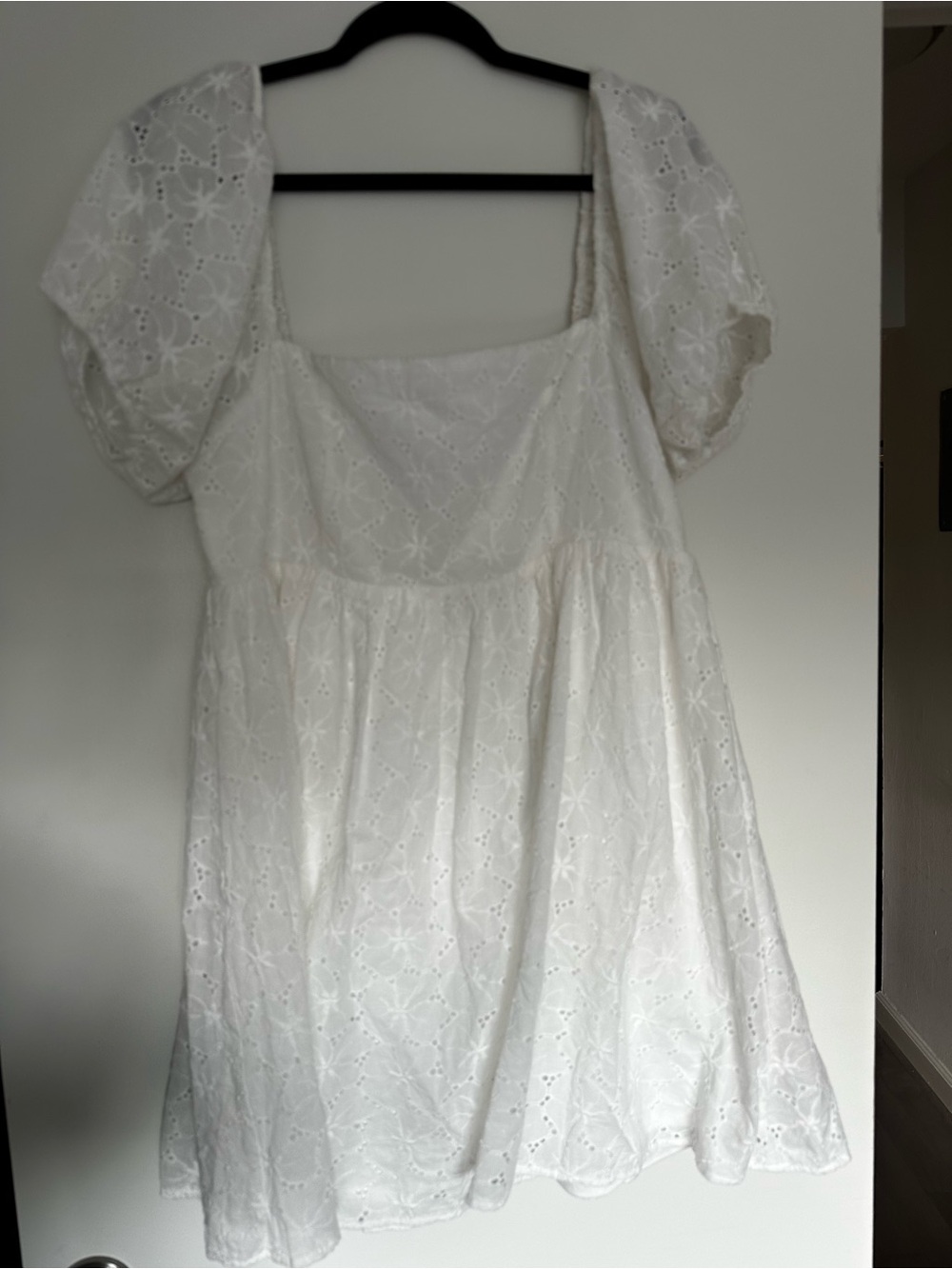 White Puffy Sleeve Mini Dress